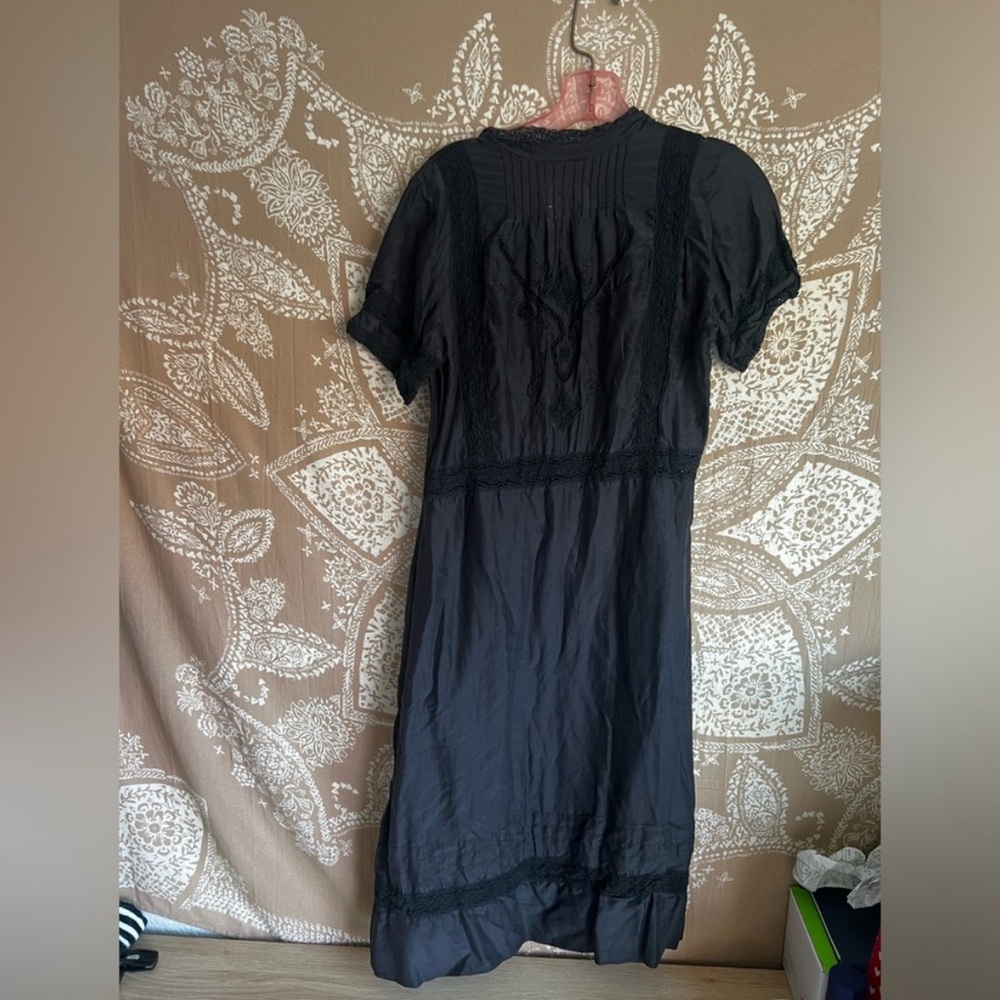 Y2K Johnny Was Pete & Greta Black Midi Dress silk M - Picture 7 of 7